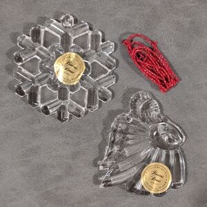 Princess House Angel and Snowflake Lead Crystal Ornaments